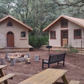 three cob classrooms at Parc